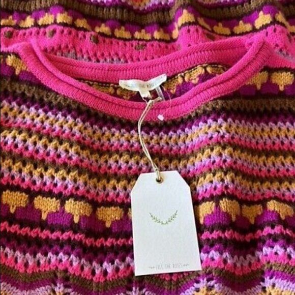 VICI Free The Roses L NWT Crochet Knit Multi Colored Dress Fuchsia Multi Long - Picture 5 of 12